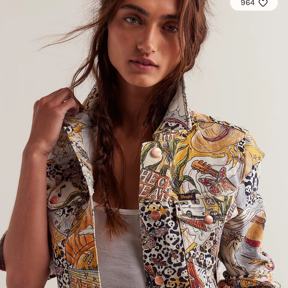 Wrangler Illustrated Multi-Color Jean Jacket with Yellow Accents
